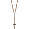 Chapelet perles bois naturel, médaille de la Vierge Marie et grande croix, en alliage métallique