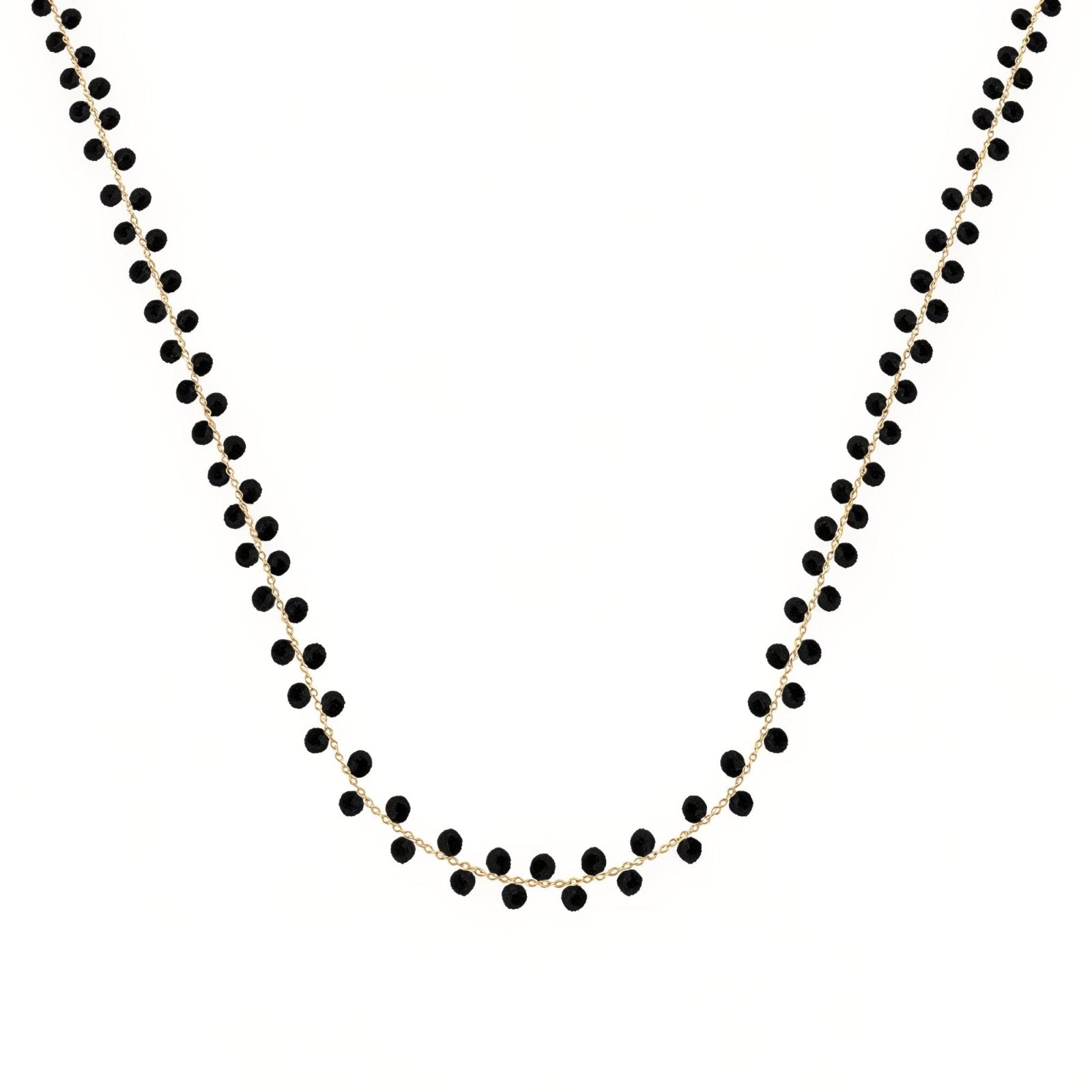 Choker cristaux perles noirs synthétiques, style élégant féminin, modèle Kuro