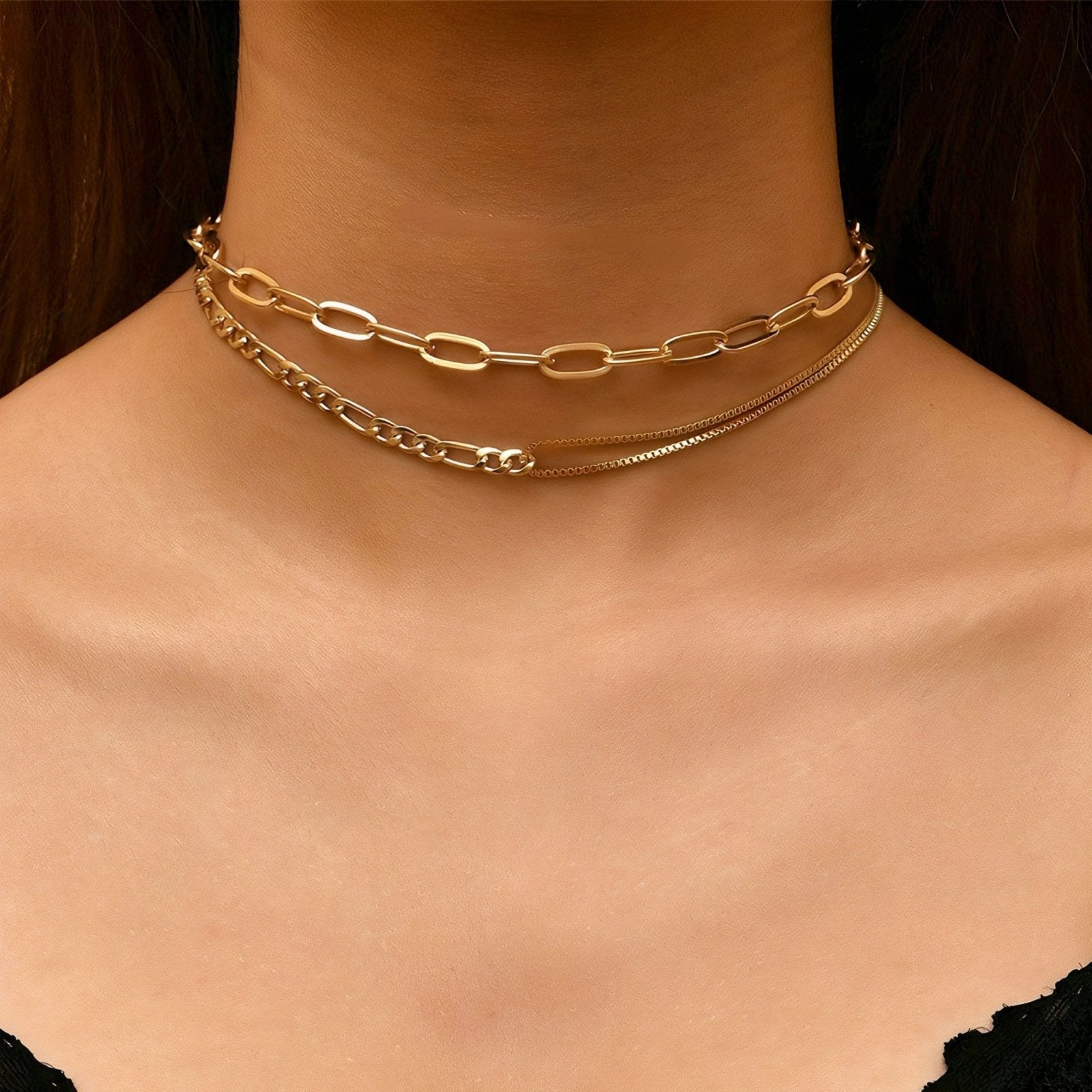 Choker Double Rang, alliage de zinc, style fantaisie, modèle Charlie