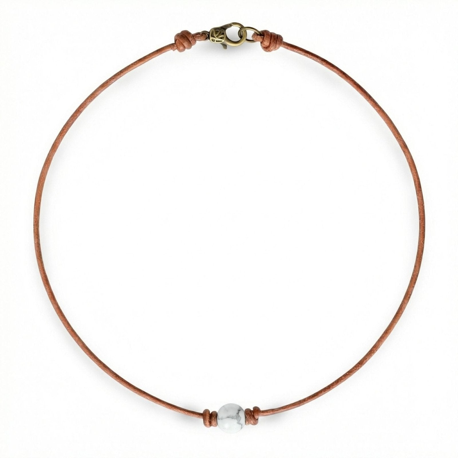 Choker en cordon et pierre naturelle, style bohème pour femme
