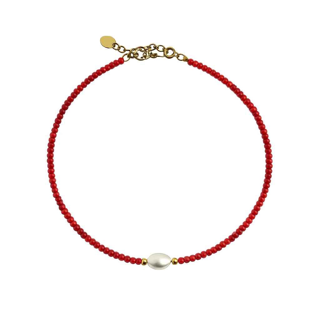 Choker en perles de verre colorées et perle naturelle, bijou estival et tendance, modèle Joy