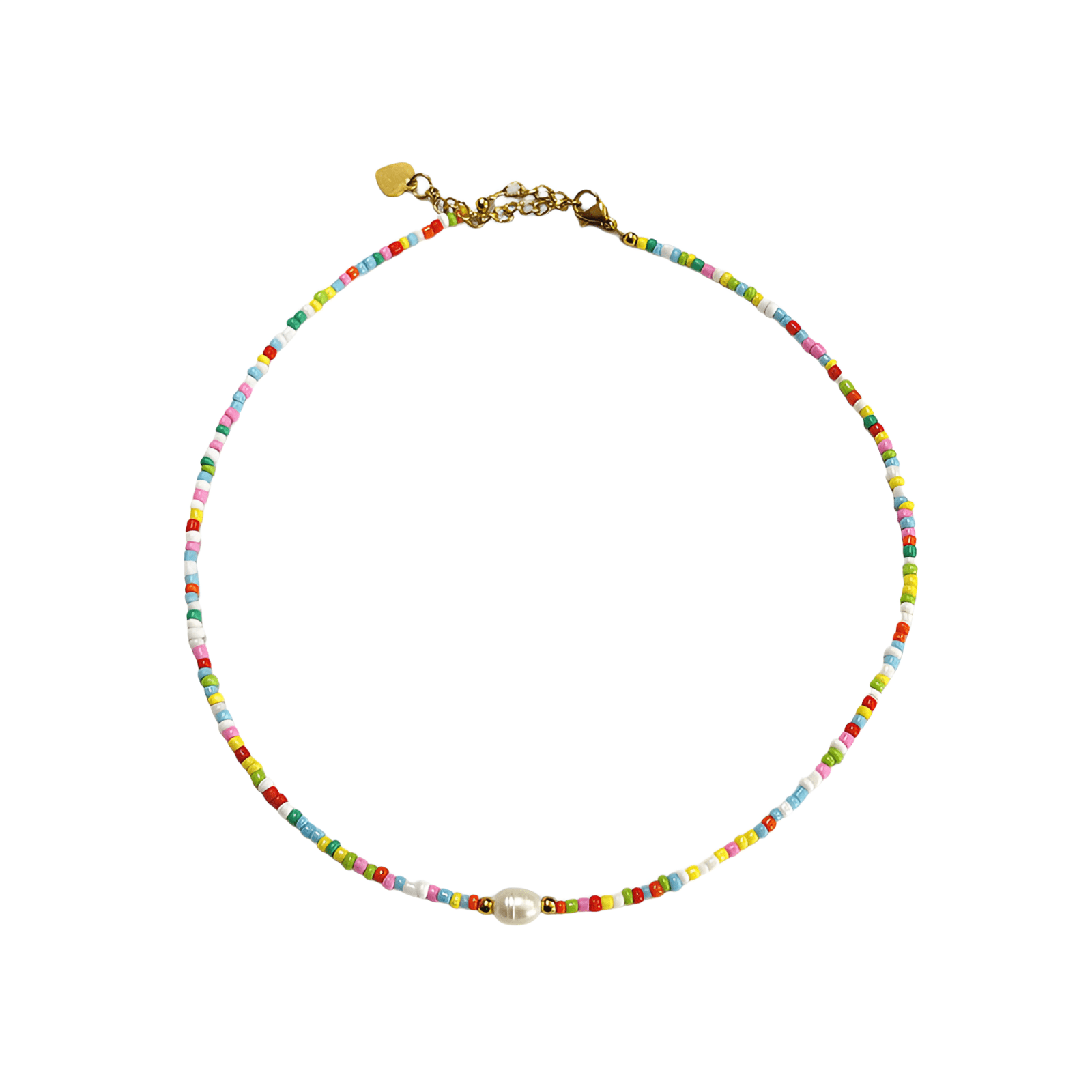Choker en perles de verre colorées et perle naturelle, bijou estival et tendance, modèle Joy