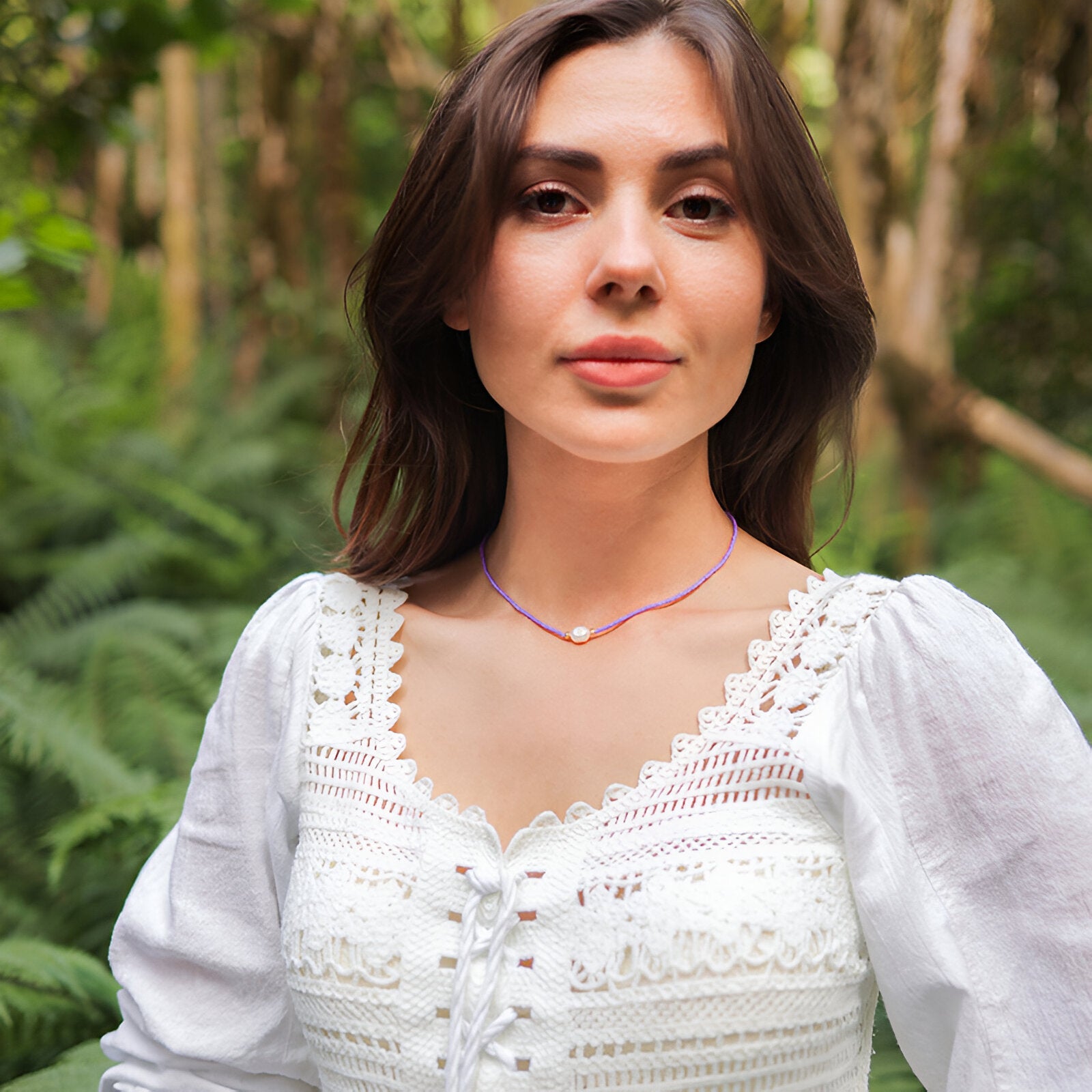 Choker en perles de verre colorées et perle naturelle, bijou estival et tendance, modèle Joy
