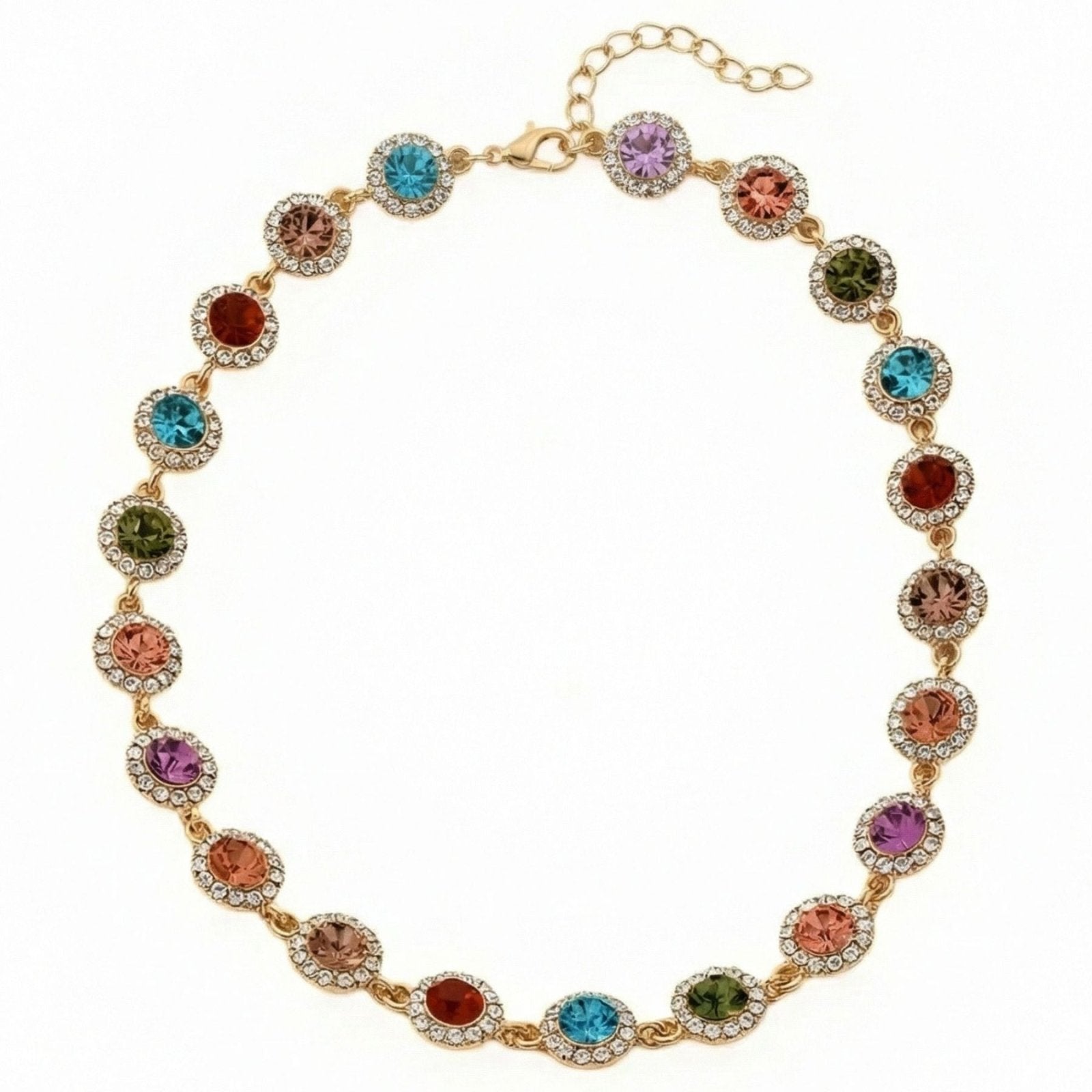 Choker femme doré à pierres multicolores, bijou fantaisie éclatant pour femme