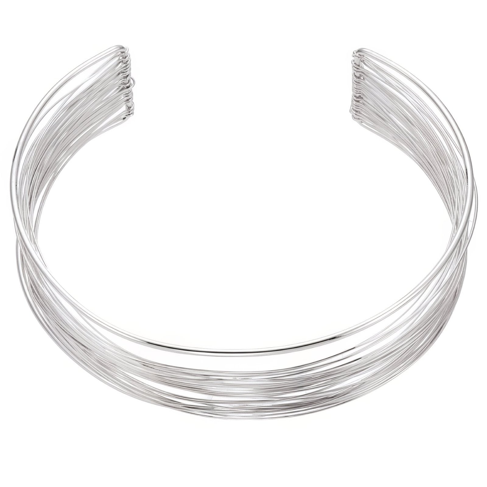 Choker large et rigide en fils d'acier torsadés, design minimaliste et moderne, en acier inoxydable