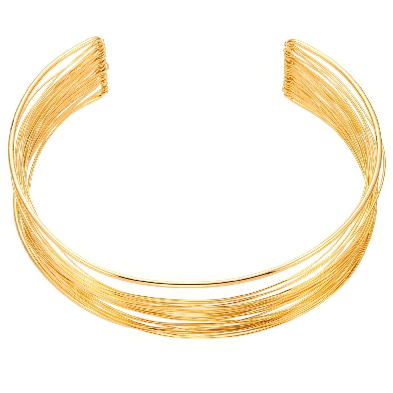 Choker large et rigide en fils d'acier torsadés, design minimaliste et moderne, en acier inoxydable