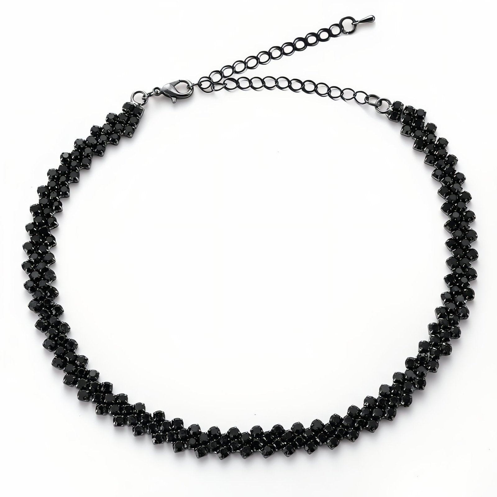 Choker ras - de - cou brillant, strass noir, pour soirée élégante, modèle Éclipse
