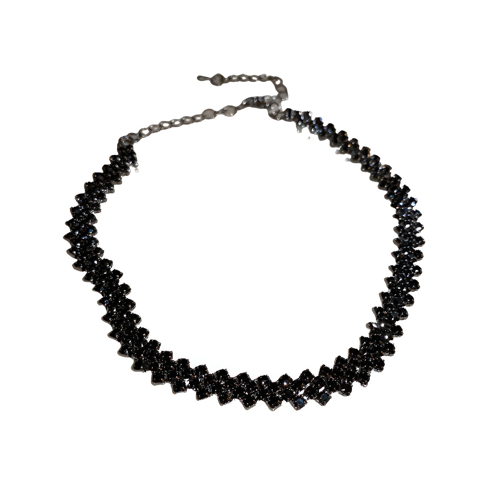 Choker ras - de - cou brillant, strass noir, pour soirée élégante, modèle Éclipse