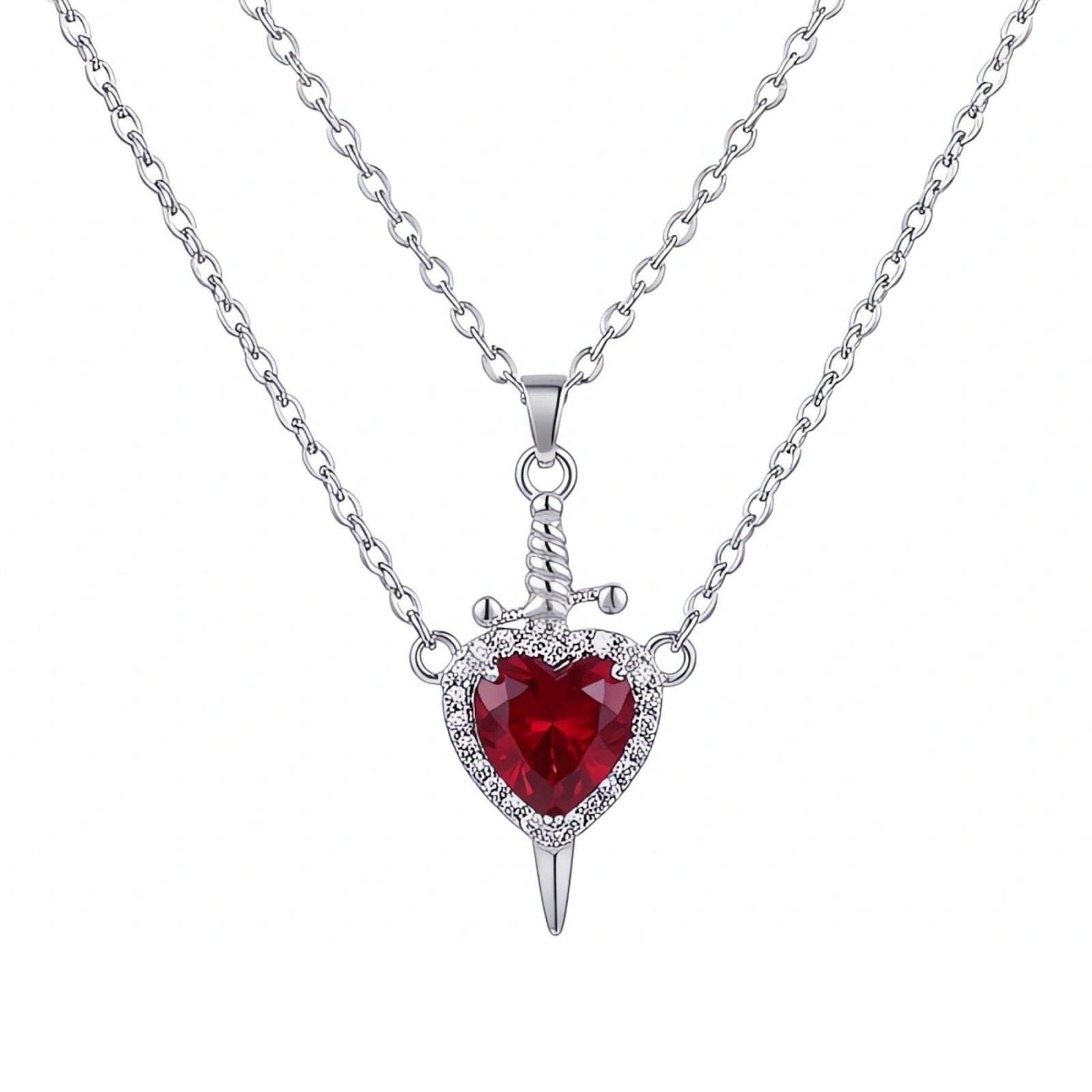 Collier 2 en 1 dark romance pour femme, en alliage de zinc, multi-pendentifs cœur et poignard