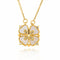 Collier 2 - en - 1 transformable, cœur blanc nacré et zircon, doré élégant, modèle Fortune