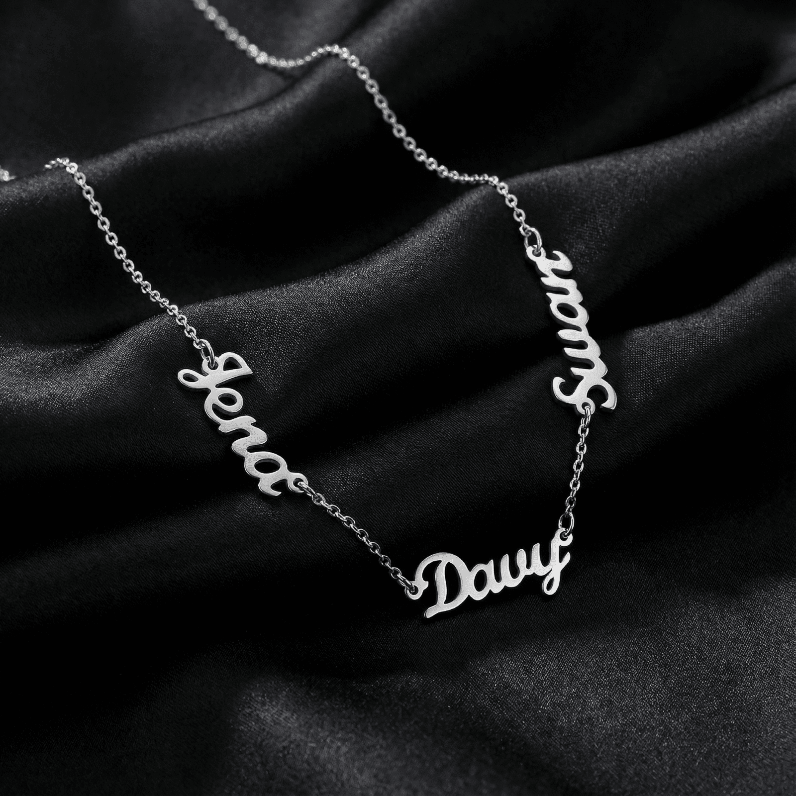 Collier à graver, 2 à 5 prénoms, en acier inoxydable 18K