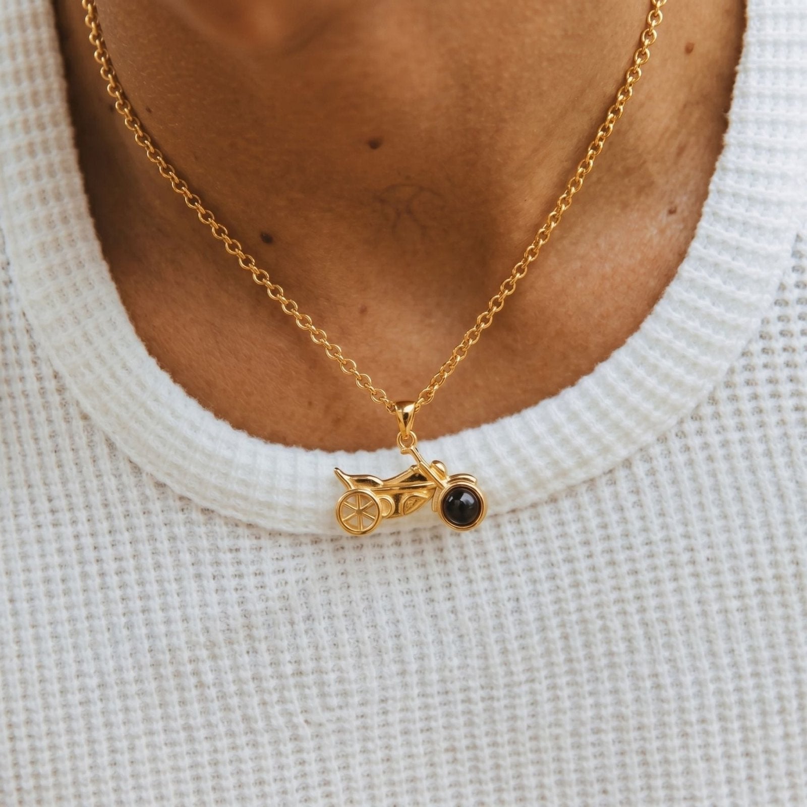 Collier à pendentif moto, projection photo personnalisée, idée cadeau