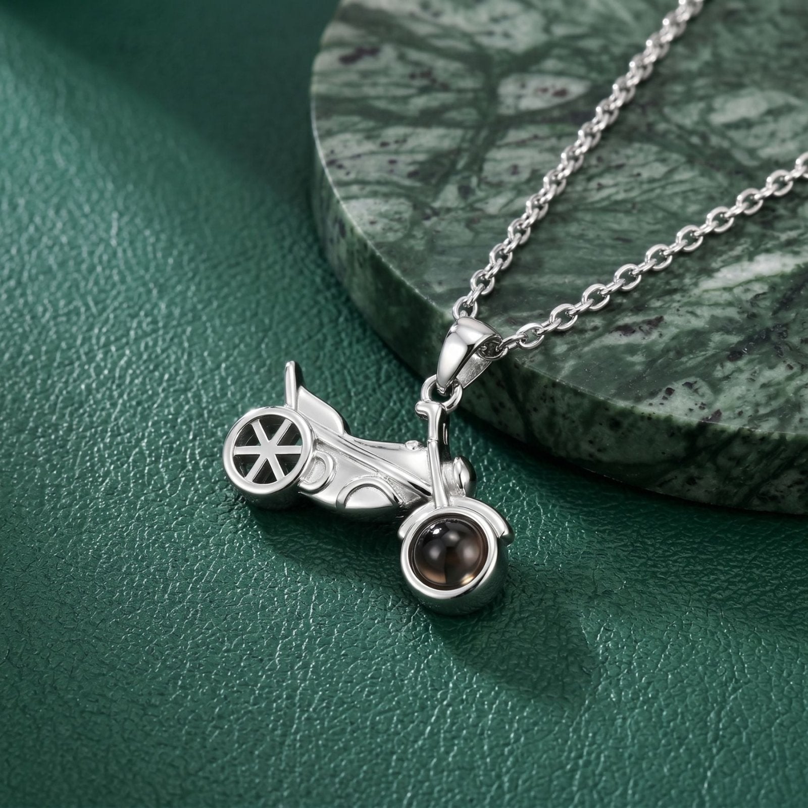 Collier à pendentif moto, projection photo personnalisée, idée cadeau