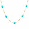 Collier à perles pour femme, pierre turquoise naturelle et perles blanches, en acier inoxydable plaqué or