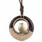 Collier africain en bois naturel, avec pendentif rond et oiseau en alliage métallique, cordon ajustable