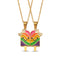 Collier amitié, avec pendentif glace multicolore, en acier inoxydable et émail