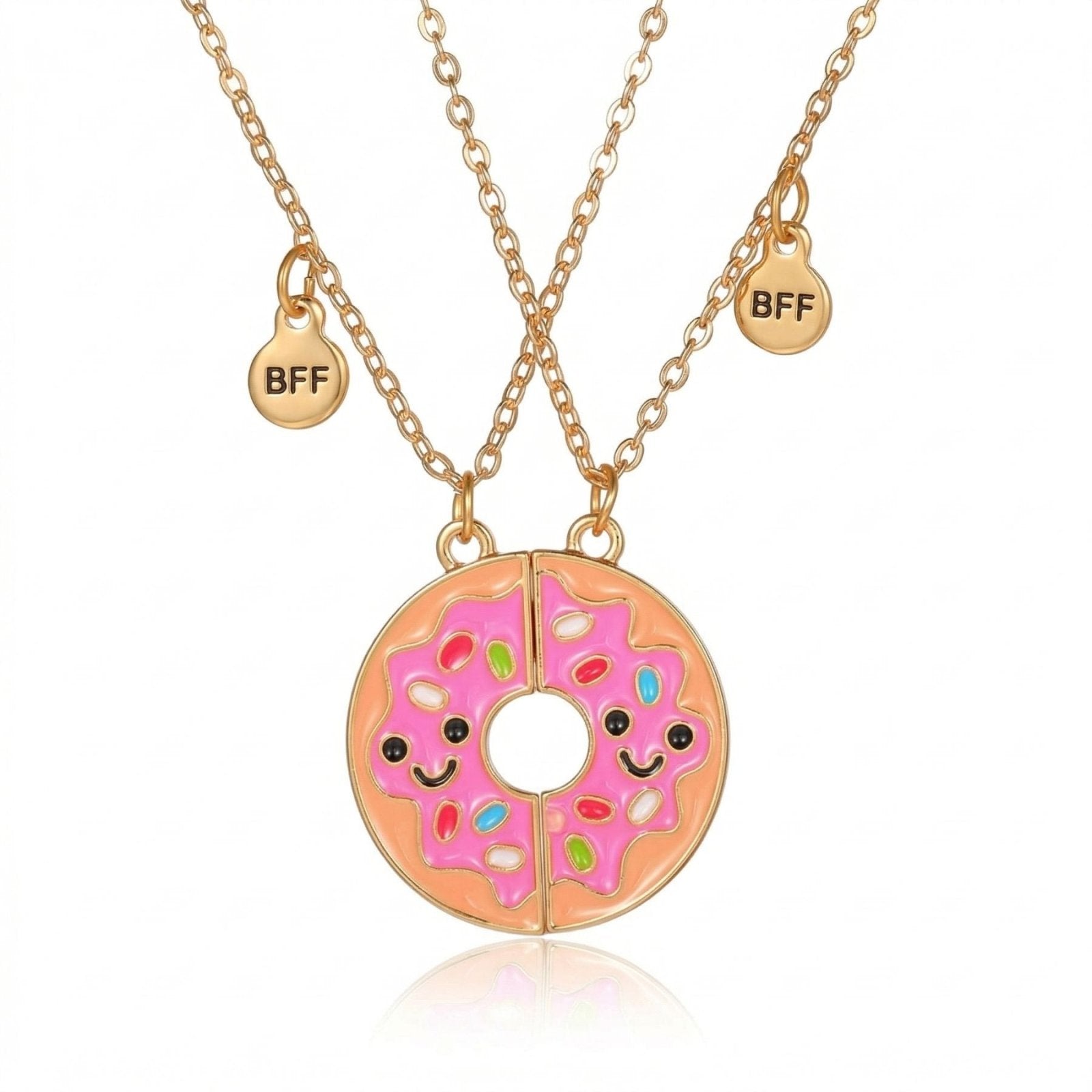 Collier amitié BFF, avec pendentif donut de dessin animé, en alliage et résine
