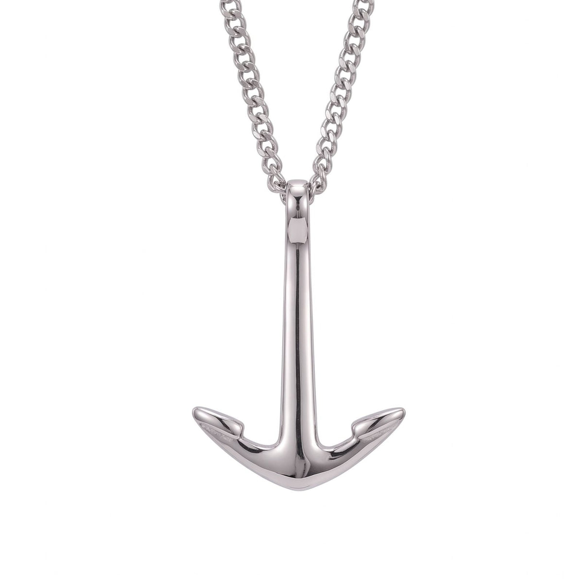 Collier ancre marine pour homme en acier inoxydable argenté, pendentif minimaliste au design nautique