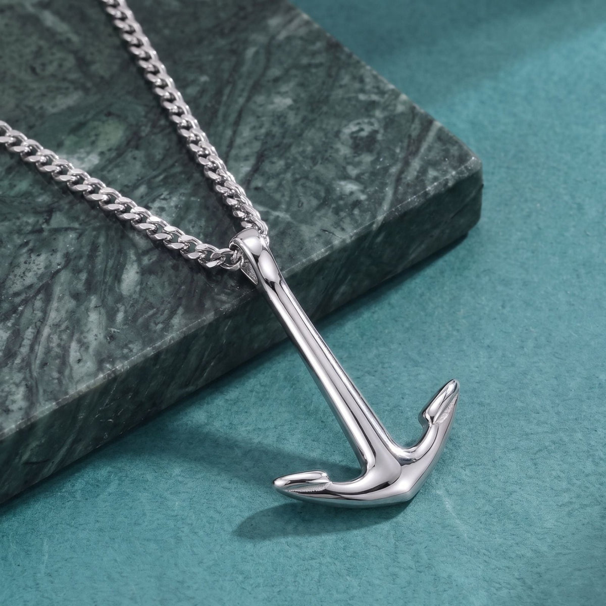 Collier ancre marine pour homme en acier inoxydable argenté, pendentif minimaliste au design nautique