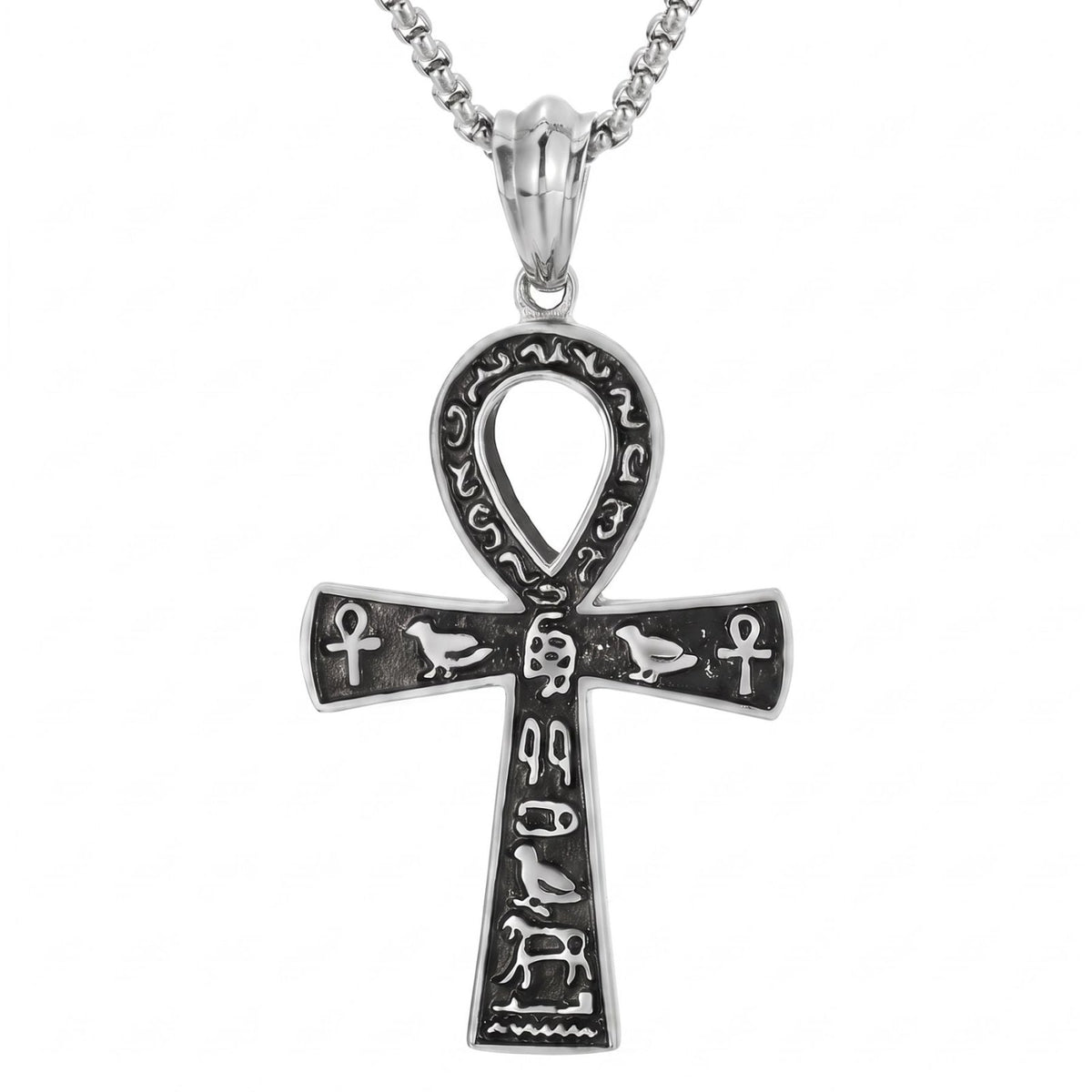 Collier ankh pour homme, en acier inoxydable doré, style égyptien