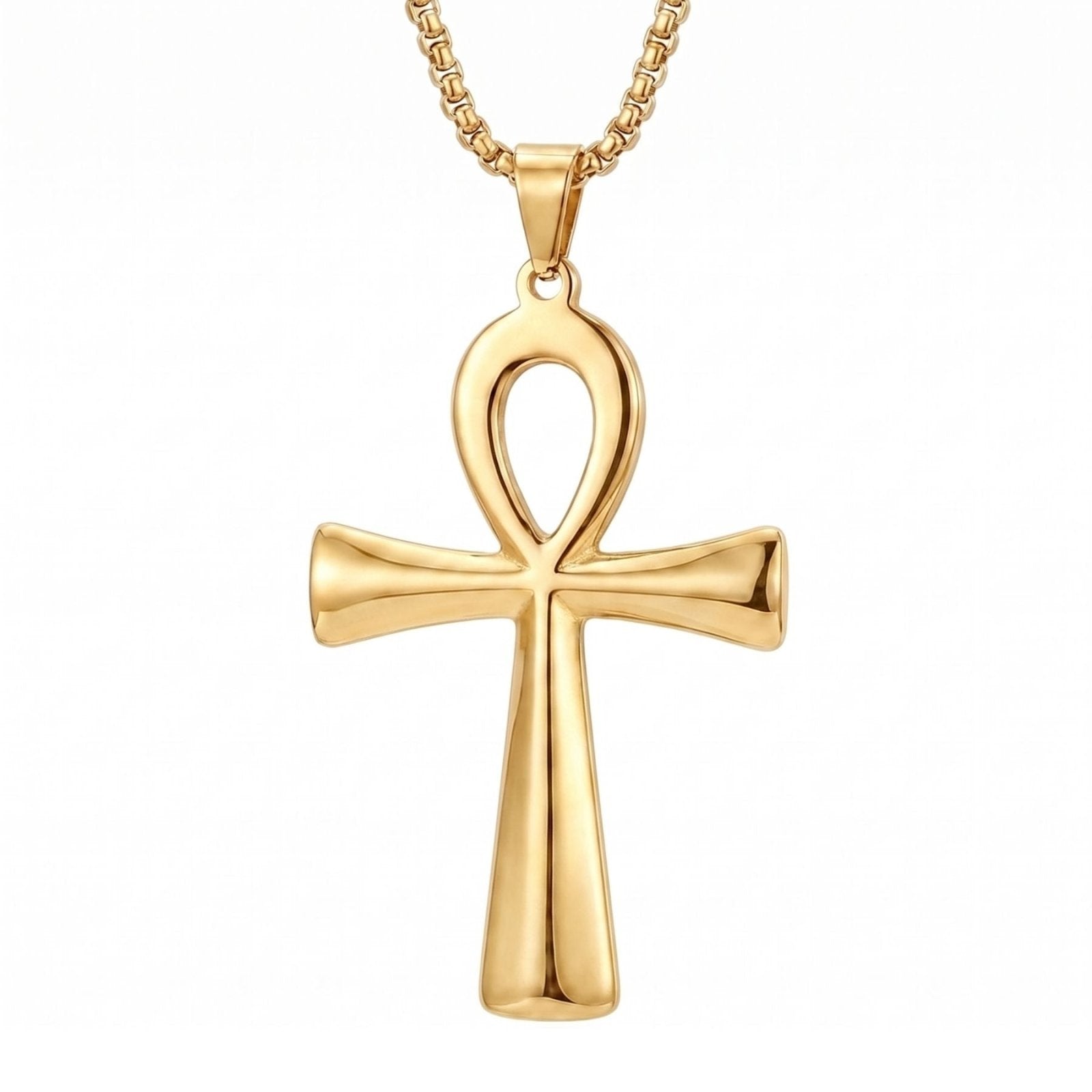 Collier ankh unisexe, en acier inoxydable, avec pendentif croix égyptienne