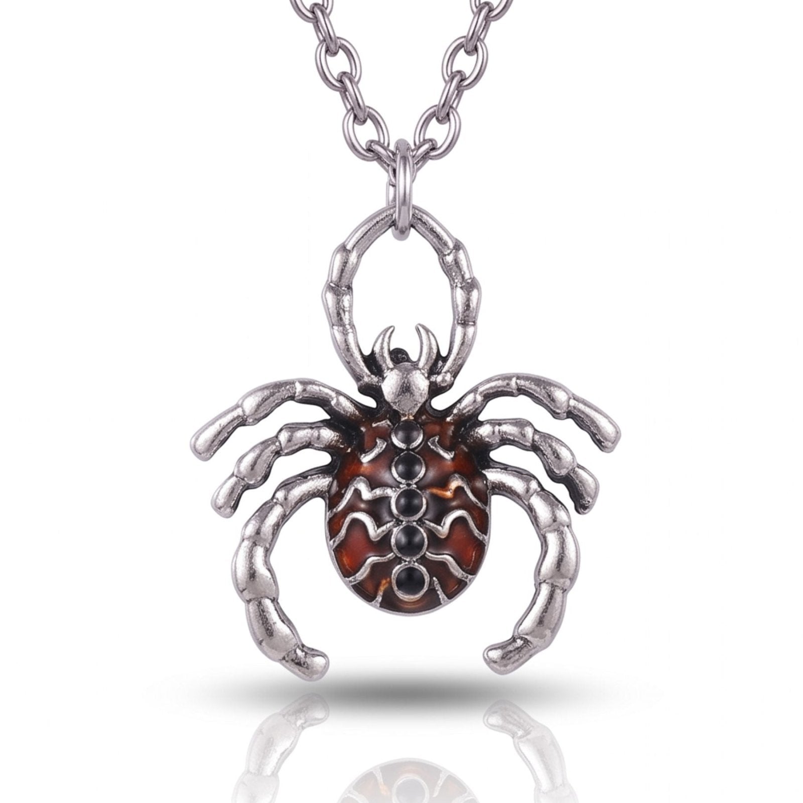 Collier araignée pour femme, en alliage de zinc, argent vieilli
