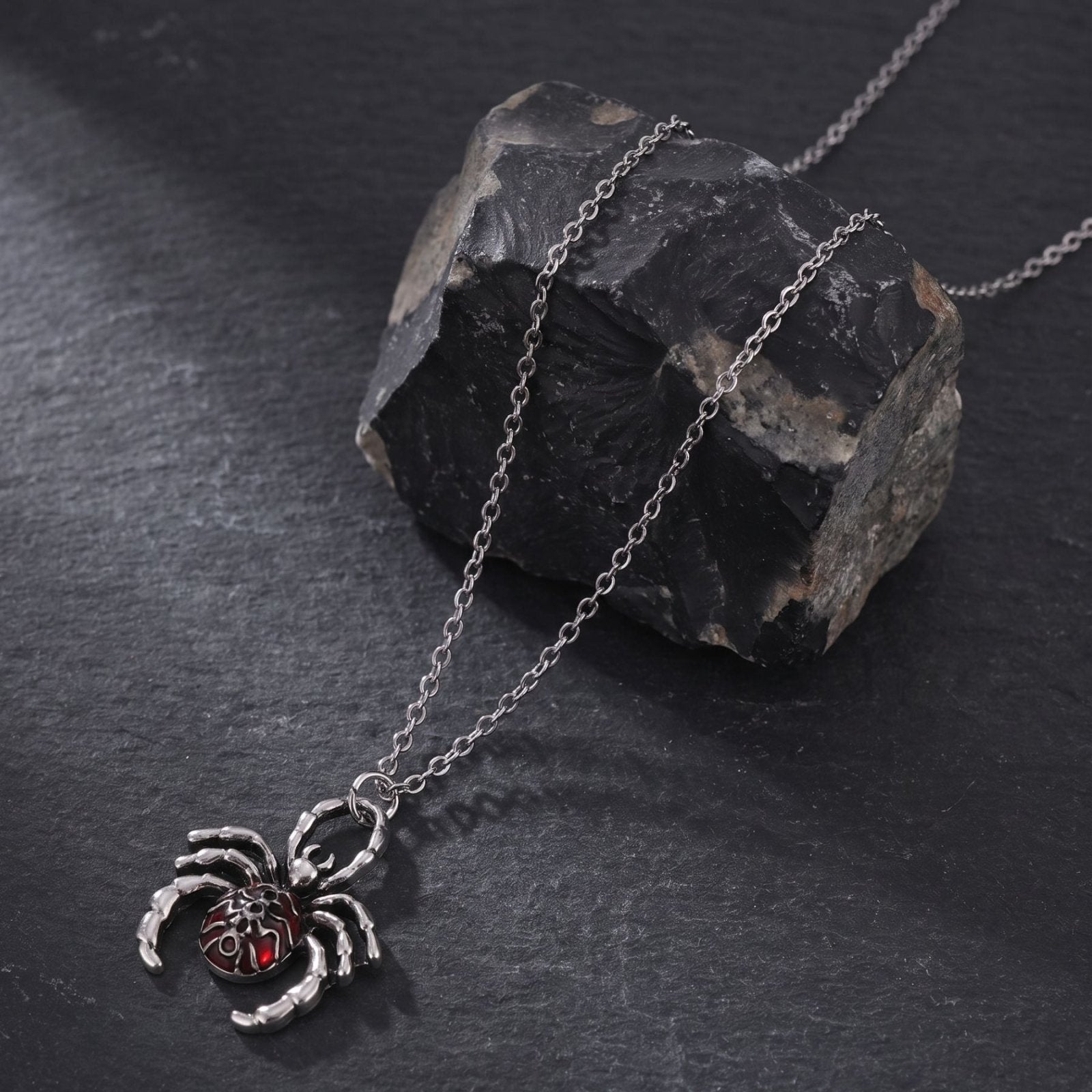 Collier araignée pour femme, en alliage de zinc, argent vieilli