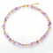 Collier artisanal en chips d’améthyste naturelle, fermoir doré, pour femme bohème, modèle Améthys