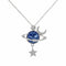 Collier astral maille forçat, pierre bleue galactique et motifs lunaires, en argent 925, modèle Vega