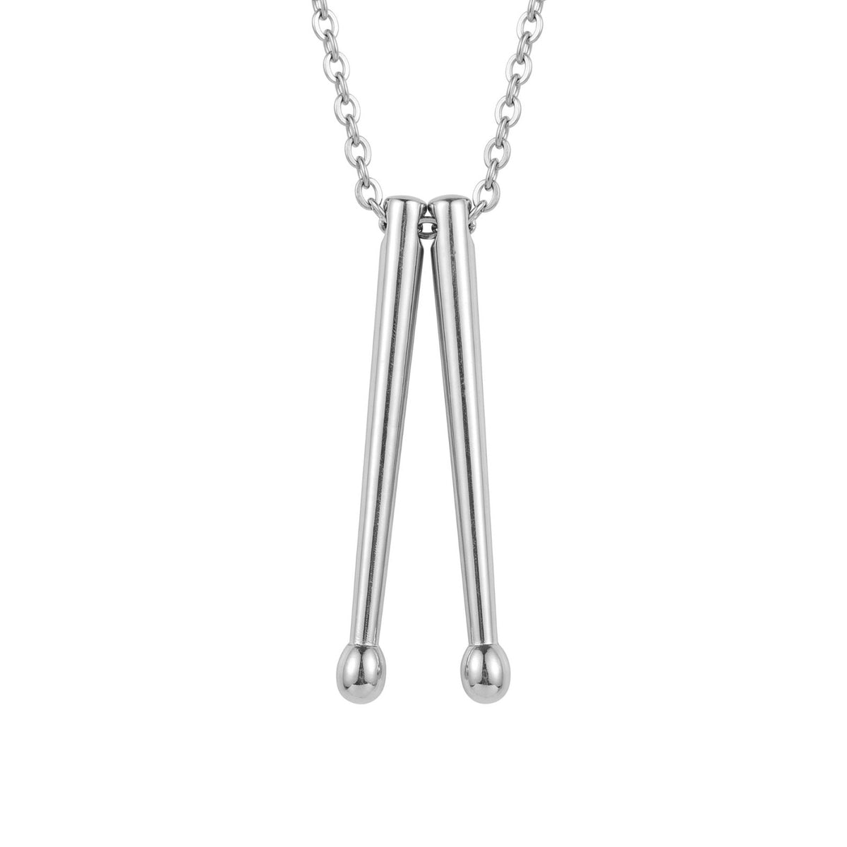Collier baguettes de batterie pour homme, en acier titane, pendentif musical au design minimaliste