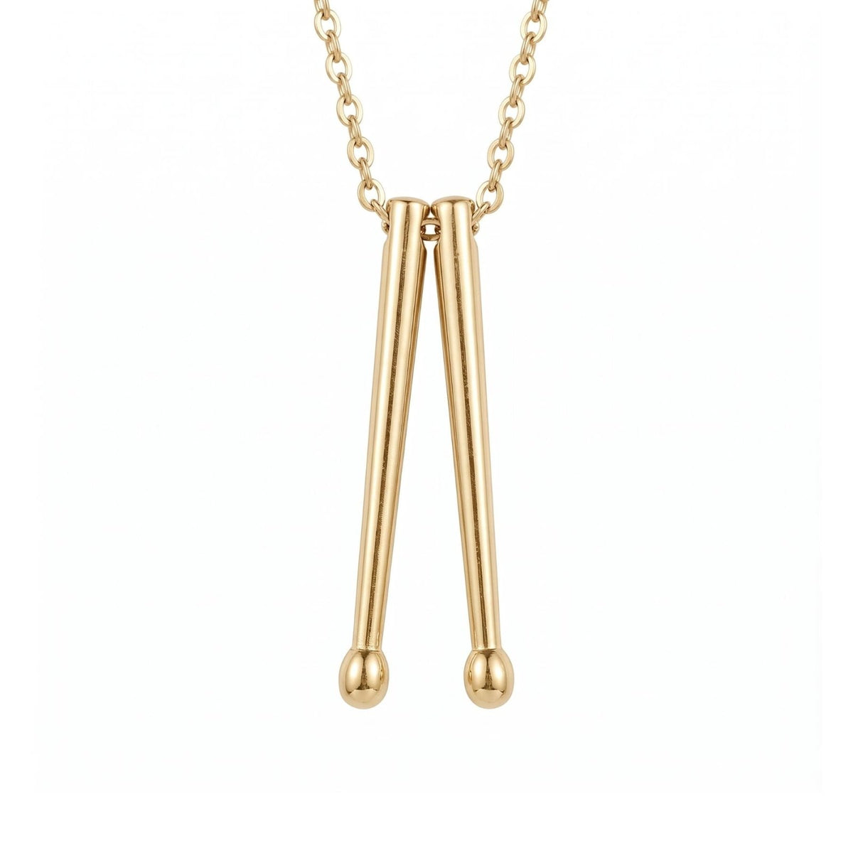 Collier baguettes de batterie pour homme, en acier titane, pendentif musical au design minimaliste