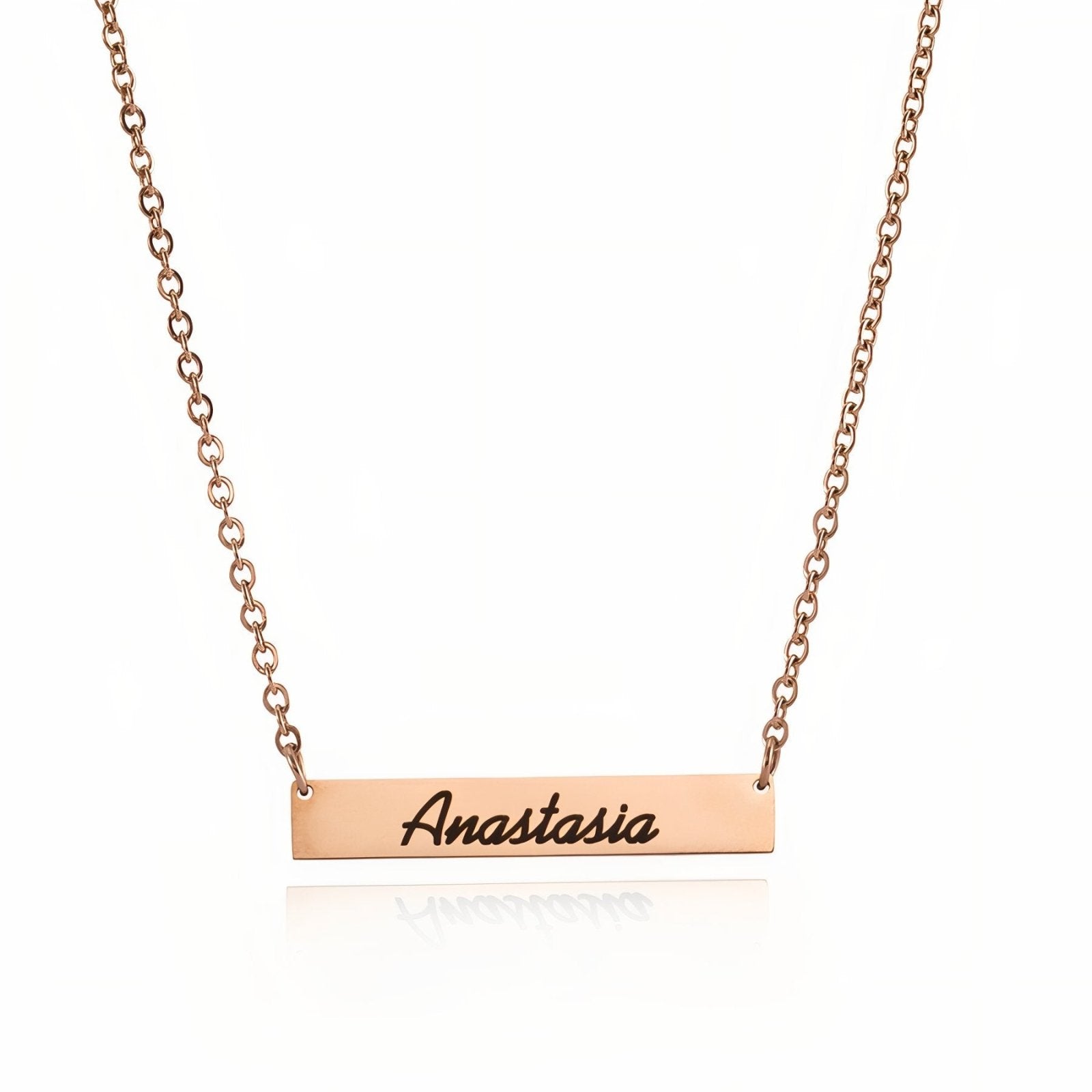 Collier barre personnalisée, gravure prénom ou message, en acier inoxydable, modèle Sophie