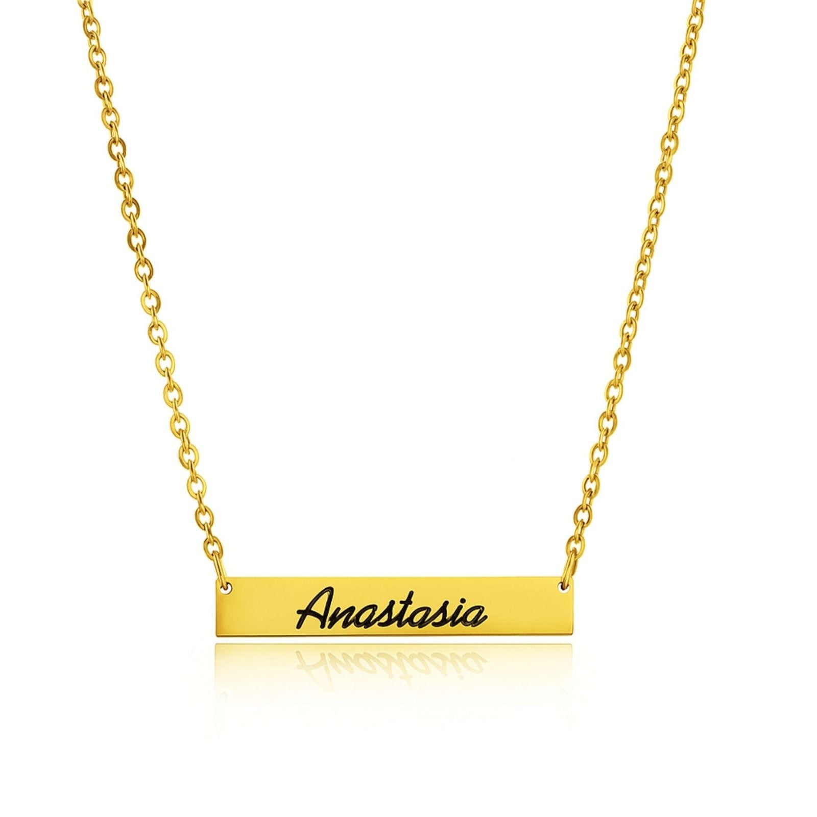 Collier barre personnalisée, gravure prénom ou message, en acier inoxydable, modèle Sophie