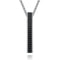 Collier barre rectangulaire minimaliste acier inoxydable, pendentif fin serti de pierres noires, modèle Juno