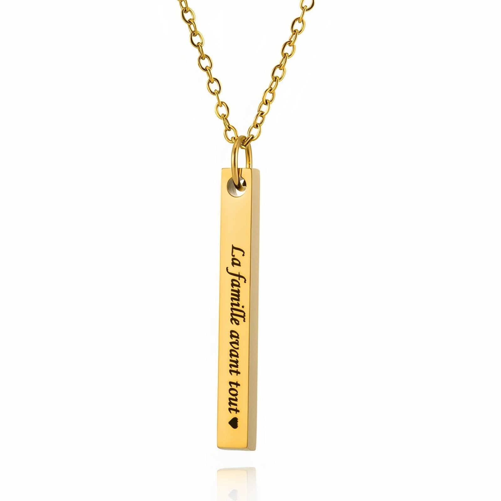 Collier barre verticale personnalisée, acier inoxydable, 3 finitions, modèle Vertya