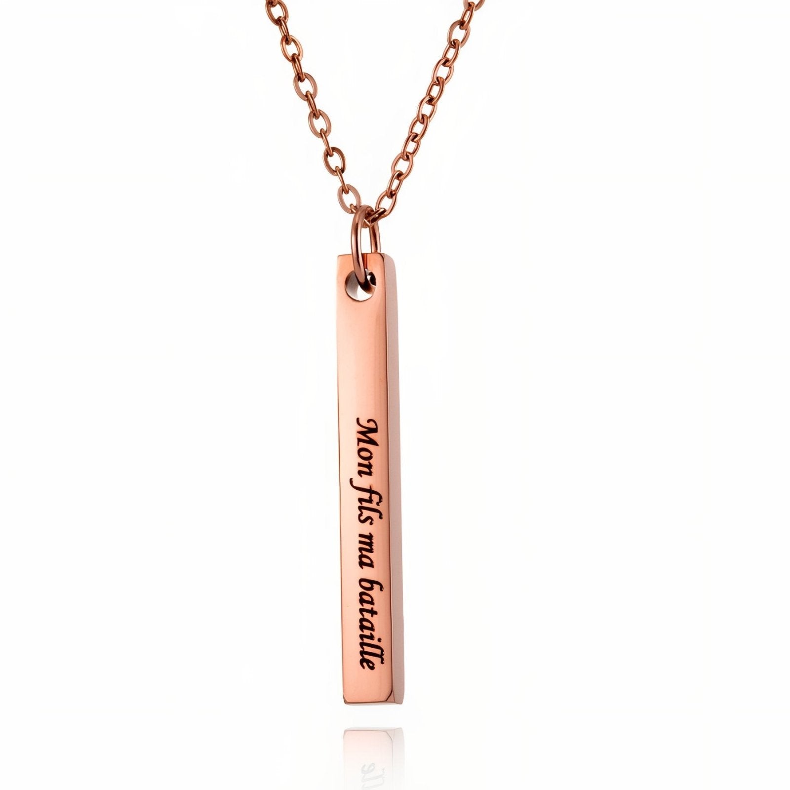 Collier barre verticale personnalisée, acier inoxydable, 3 finitions, modèle Vertya