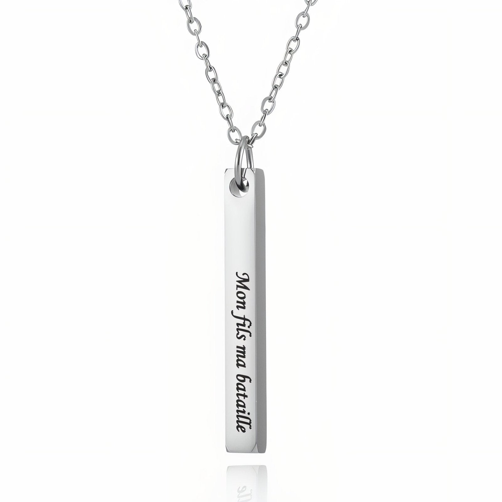Collier barre verticale personnalisée, acier inoxydable, 3 finitions, modèle Vertya