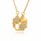 Collier bijou 2 - en - 1, pendentif trèfle, mix de cœurs pleins et zircon, chaîne dorée, modèle Mirabella