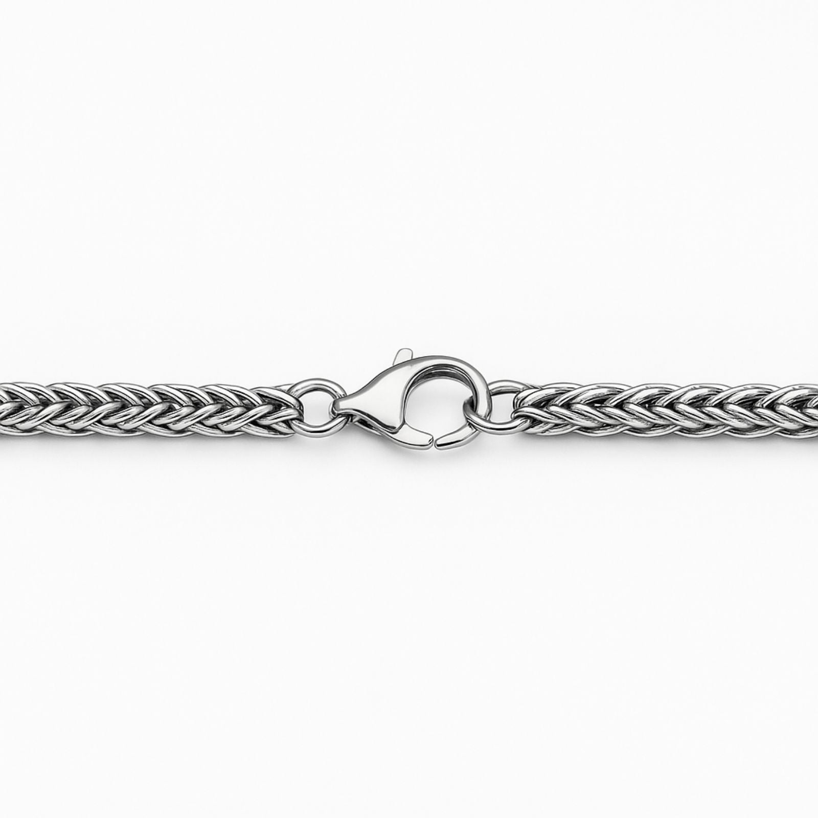 Collier biker homme, pendentif munition tête de mort en acier inoxydable, maille spiga, modèle Bullet