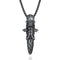 Collier biker homme, pendentif munition tête de mort en acier inoxydable, maille spiga, modèle Bullet