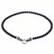 Collier biker pour homme avec perles de verre, fermoir anneau avec têtes de mort, en acier inoxydable
