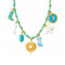 Collier bohème marin pour femme, en acier inoxydable doré, cordon tressé turquoise avec charms colorées