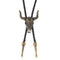 Collier bolo tie tête de taureau, cuir tressé noir, style western vintage