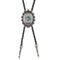 Collier bolo tie unisexe, médaillon motif tribal et pierre turquoise, cordon en cuir noir, style amérindien