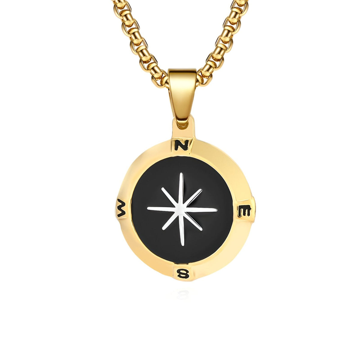 Collier pendentif étoile du Nord boussole pas fanée, collier en acier inoxydable
