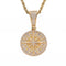 Collier boussole pour homme, en cuivre serti de zircon, pendentif rose des vents et chaîne torsadée