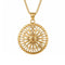 Collier boussole vintage pour homme, en acier titane, pendentif rose des vents ajouré au style marin