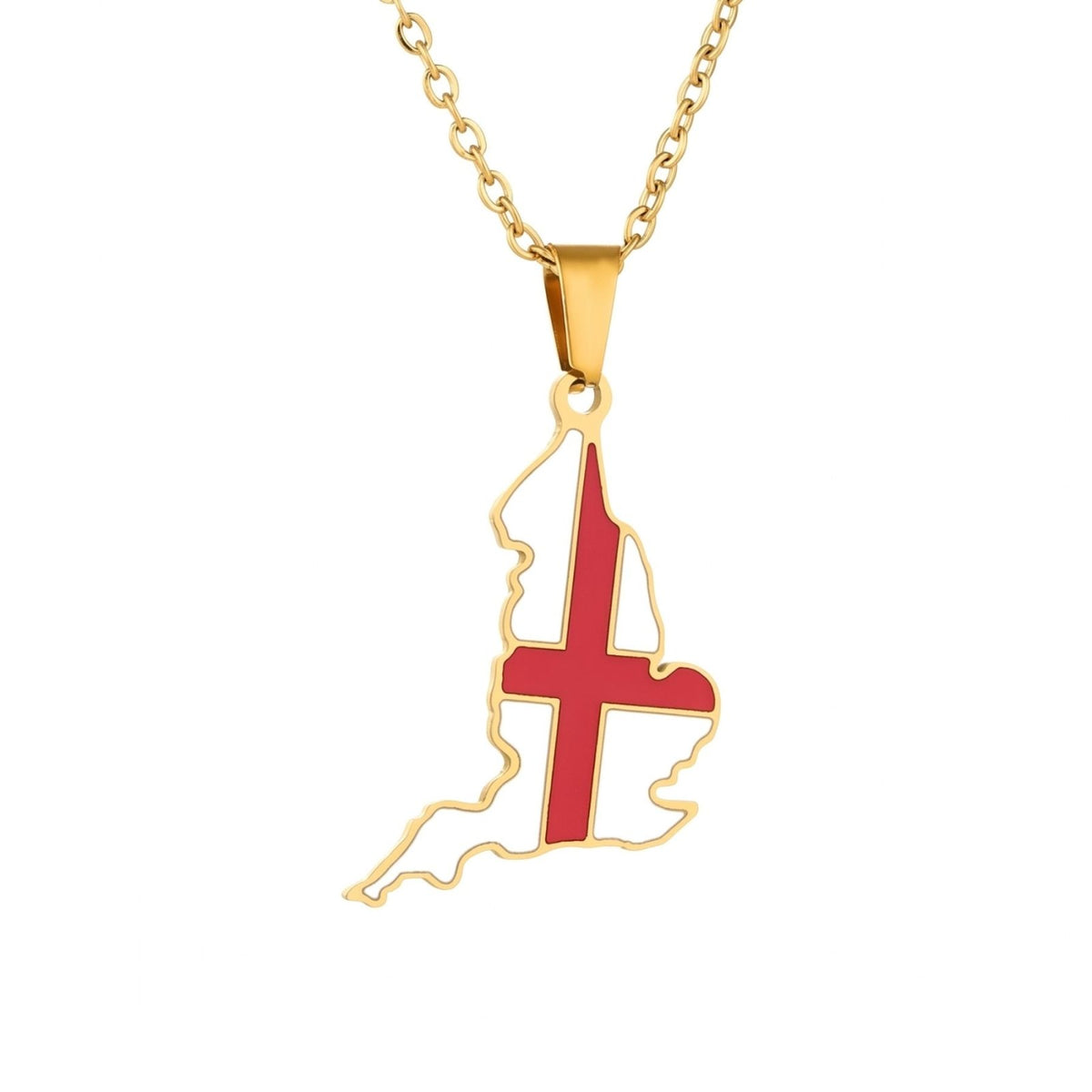 Collier carte d'Angleterre unisexe, en acier inoxydable, pendentif émaillé aux couleurs du drapeau anglais