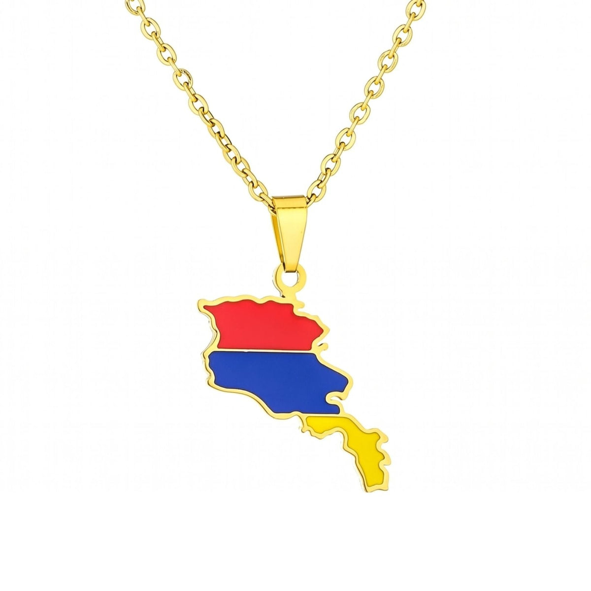 Collier carte d’Arménie unisexe, en acier inoxydable, pendentif émaillé aux couleurs du drapeau arménien