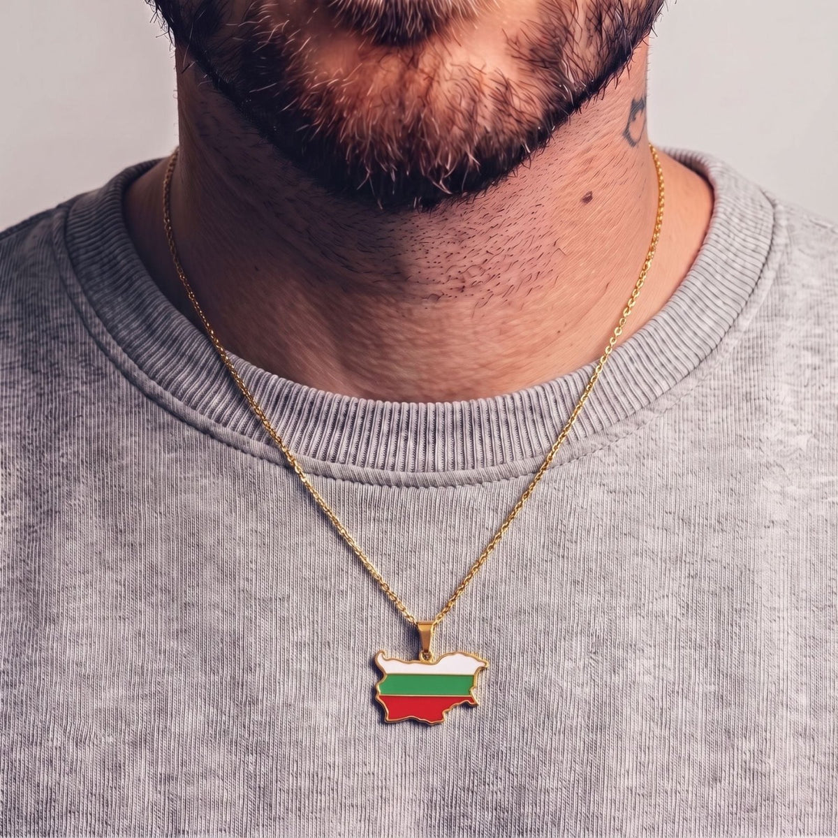 Collier carte de Bulgarie unisexe, en acier inoxydable, pendentif émaillé aux couleurs du drapeau bulgare